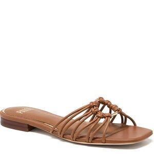 PAIGE Daya Slide Sandal NWT Size 6 Knotted Detail Brown and Gold